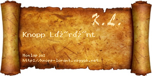 Knopp Lóránt névjegykártya